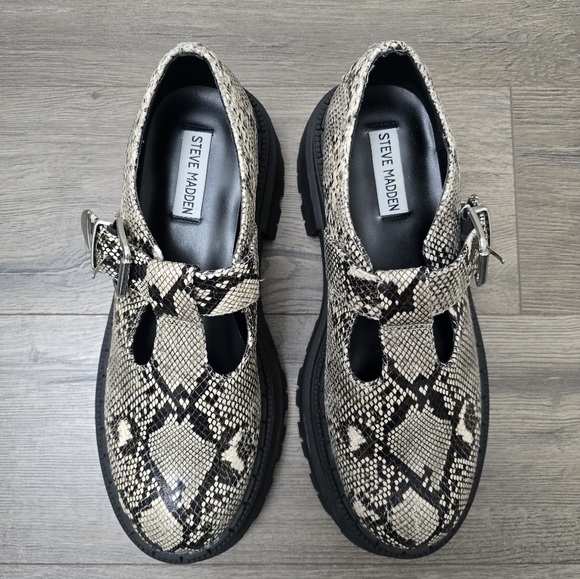 Steve Madden Maryjane Kamlee Lug  Platform Snake Print Chunky Loafers Size 8.5 - Picture 8 of 11